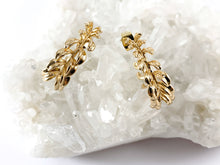 Load image into Gallery viewer, Real 18K Gold Plated Tree Branch Leaf Earring Hoop Component Over Copper 3PAIRS
