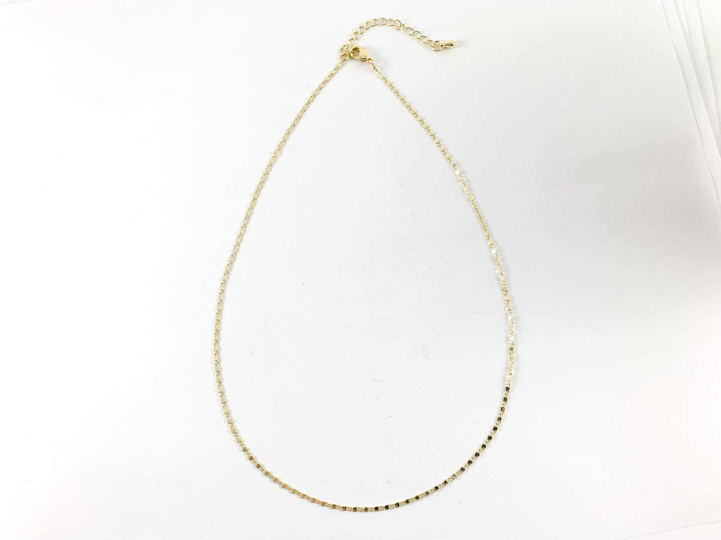 Delicate Gold Plated Dainty Minimalist Flat Link Necklace 10PCS