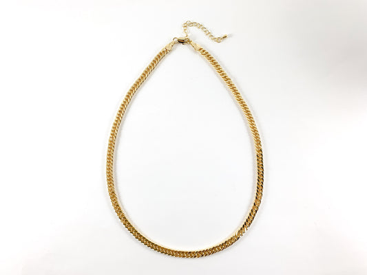 Delicado collar de gargantilla cubana simple de latón chapado en oro de 18 quilates, 5 piezas