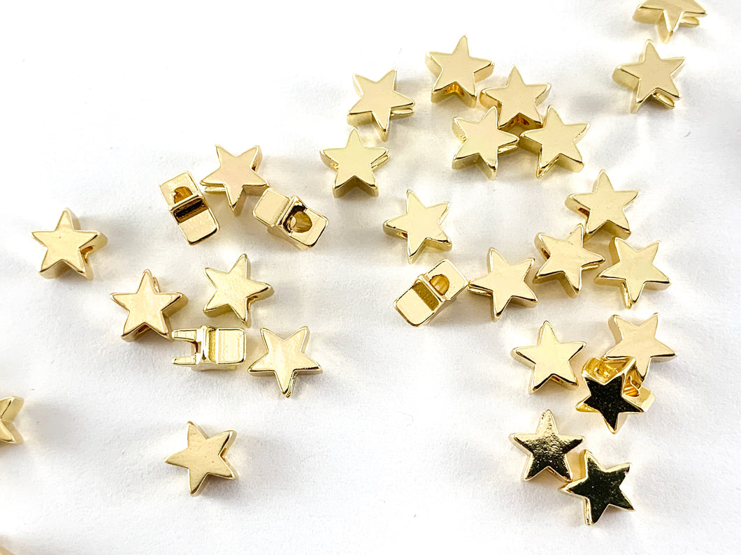 Real 18K Gold Plated Micro Star Spacer Over Brass 50PCS