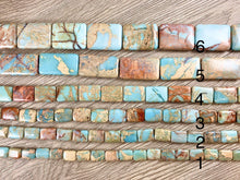 Cargar imagen en el visor de la galería, Cuentas de piedras preciosas planas rectangulares Aqua Terra Jasper
