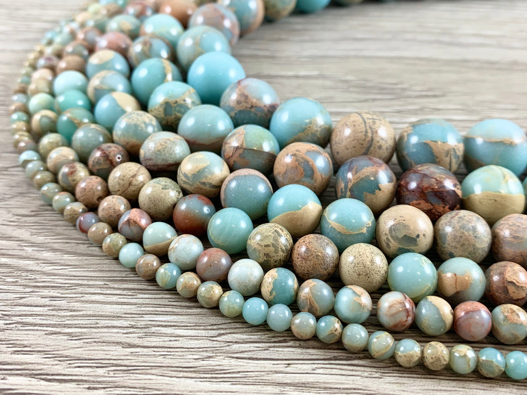 Cuentas redondas de piedras preciosas Aqua Terra Jasper