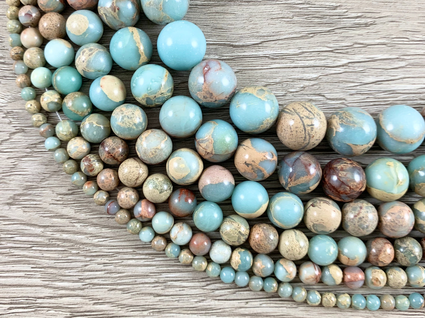 Cuentas redondas de piedras preciosas Aqua Terra Jasper
