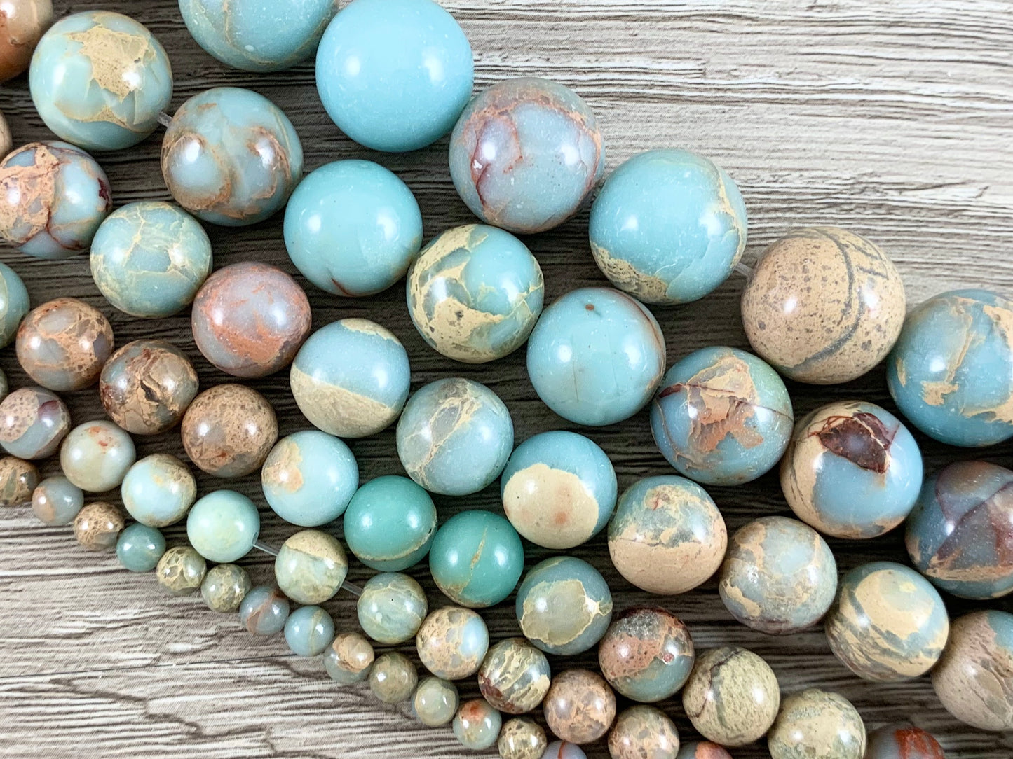 Cuentas redondas de piedras preciosas Aqua Terra Jasper