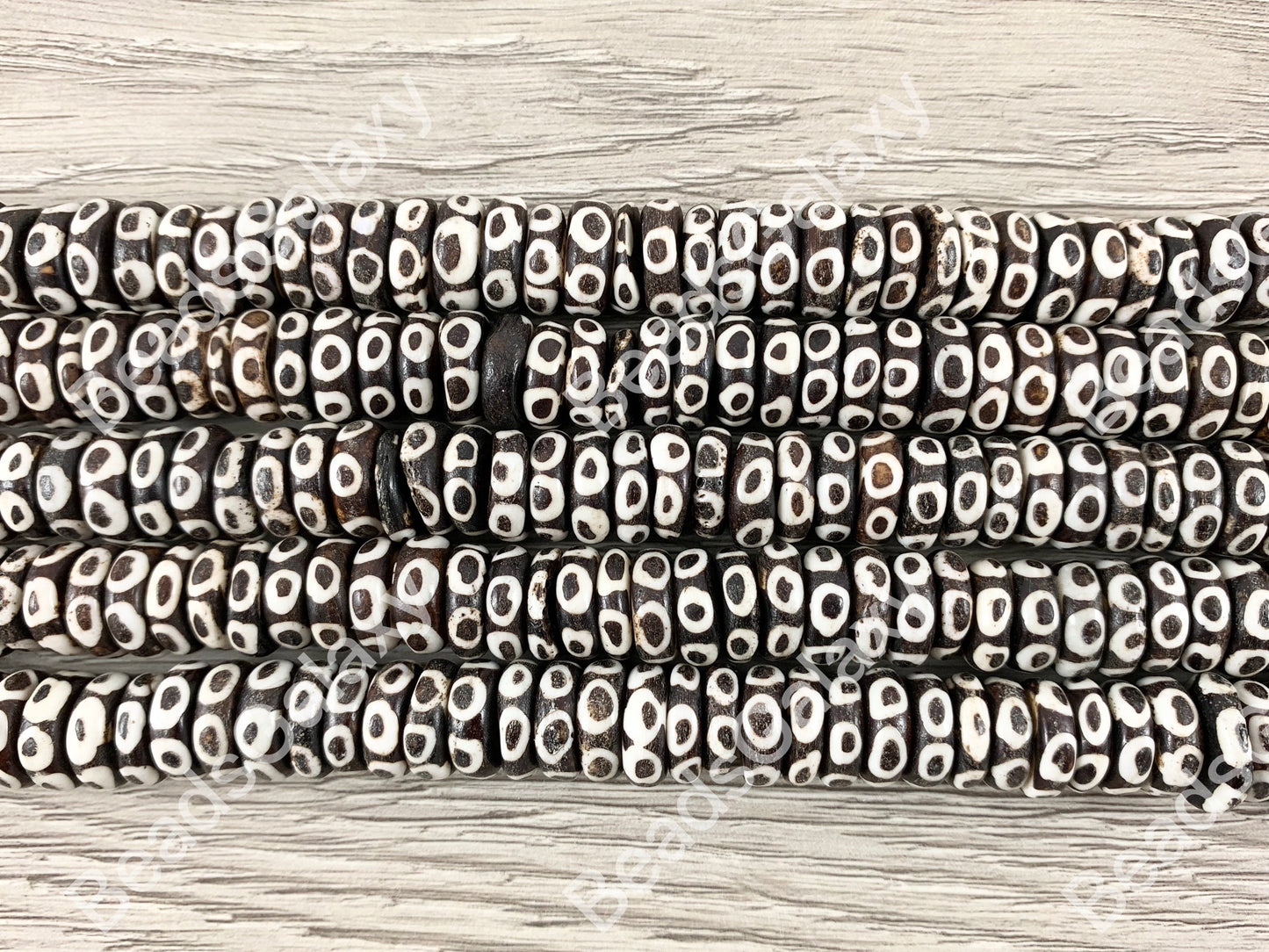 Dark Brown Polka Dot Rondelle Bone Beads From Africa