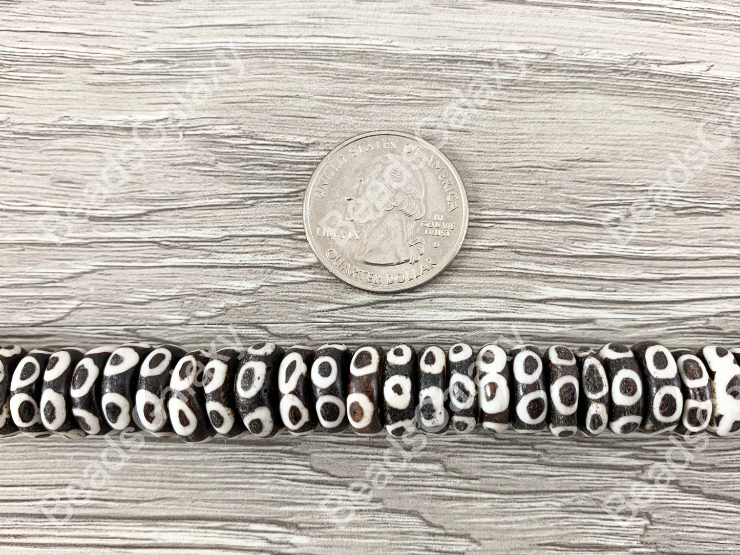 Dark Brown Polka Dot Rondelle Bone Beads From Africa
