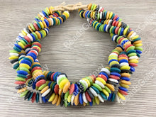 Load image into Gallery viewer, Handmade Sea Glass Power Saucer Rondelle Beads From Ghana Africa
