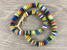 Load image into Gallery viewer, Handmade Sea Glass Power Saucer Rondelle Beads From Ghana Africa
