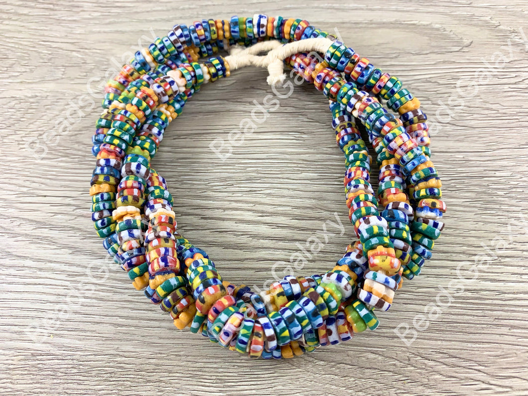 Handmade Recycled Sankas Glass Heishi Beads From Ghana Africa