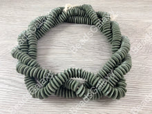 Load image into Gallery viewer, Handmade Dark Green Sea Glass Power Saucer Rondelle Beads From Ghana Africa
