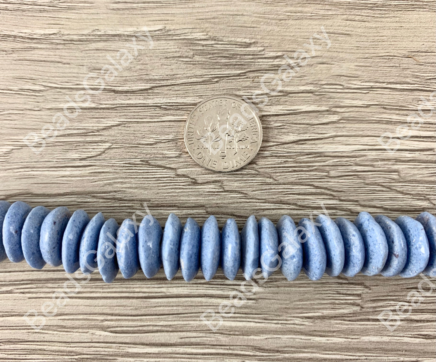 Handmade Baby Blue Sea Glass Power Saucer Rondelle Beads From Ghana Africa