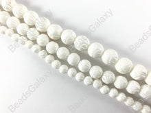 Load image into Gallery viewer, Hand Carved White Tridacnidae/Tridacna Shell Round Beads Around 15&quot;
