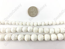 Load image into Gallery viewer, Hand Carved White Tridacnidae/Tridacna Shell Round Beads Around 15&quot;
