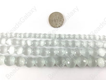 Load image into Gallery viewer, Faceted Round Cat&#39;s Eye Dyed White Beads Around 15&quot;
