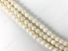 Load image into Gallery viewer, Shiny Electroplated Coated Natural White Lip Shell Round Beads Around 15&quot;
