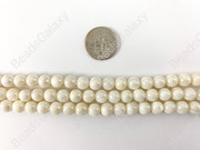 Load image into Gallery viewer, Shiny Electroplated Coated Natural White Lip Shell Round Beads Around 15&quot;
