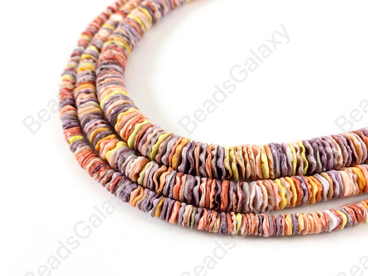 Rainbow Pectin Shell Wavy Heishi Beads Around 15-16"
