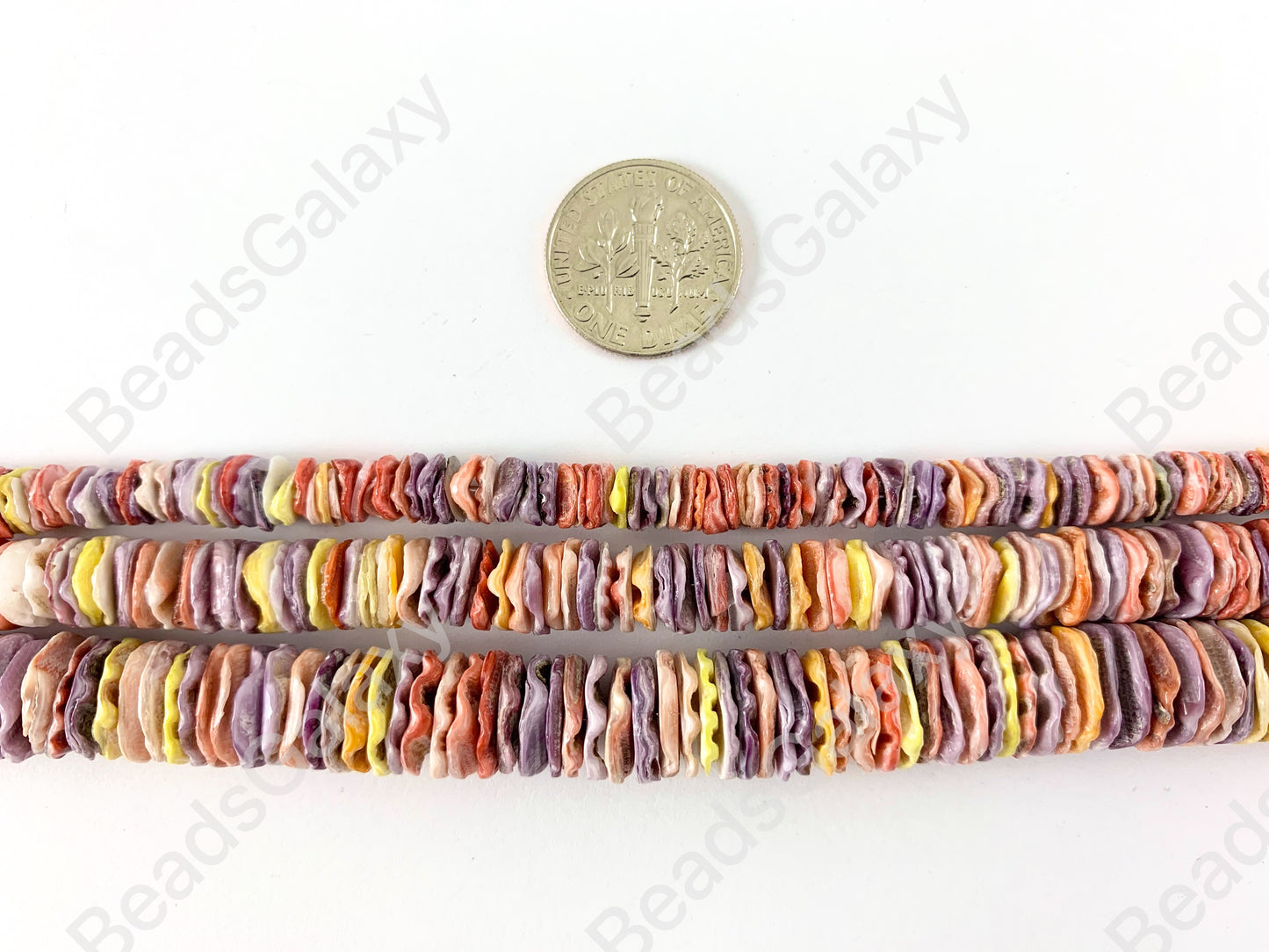 Rainbow Pectin Shell Wavy Heishi Beads Around 15-16"