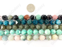 Load image into Gallery viewer, 10x12mm Star Cut Faceted Natural Gemstone Beads Multi Quartz/ Apatite/ Labradorite/ Peruvian Amazonite/ Morganite &amp; Aquamarine Around 15&quot;
