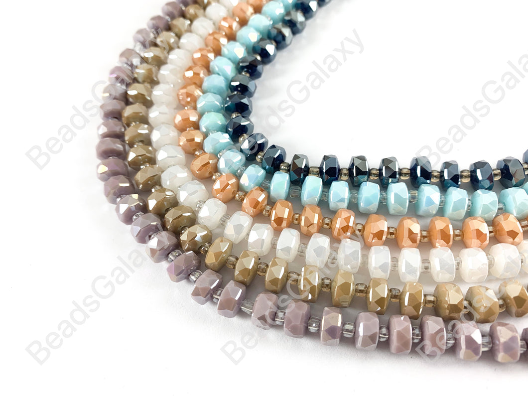 Faceted Shiny 8mm Dyed Glass Heishi/ Wheel/ Rondelle Crystal Beads (16 Colors Available!!!)