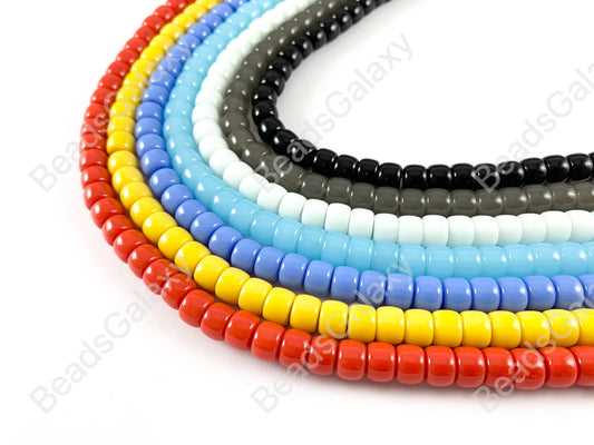 Shiny Rondelle/Barrel/Wheel Shape Smooth Colorful Glass Beads Around 12"