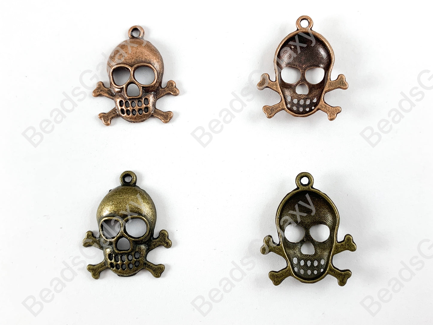 Halloween Pewter Antique Skull & Cross Bone Charms