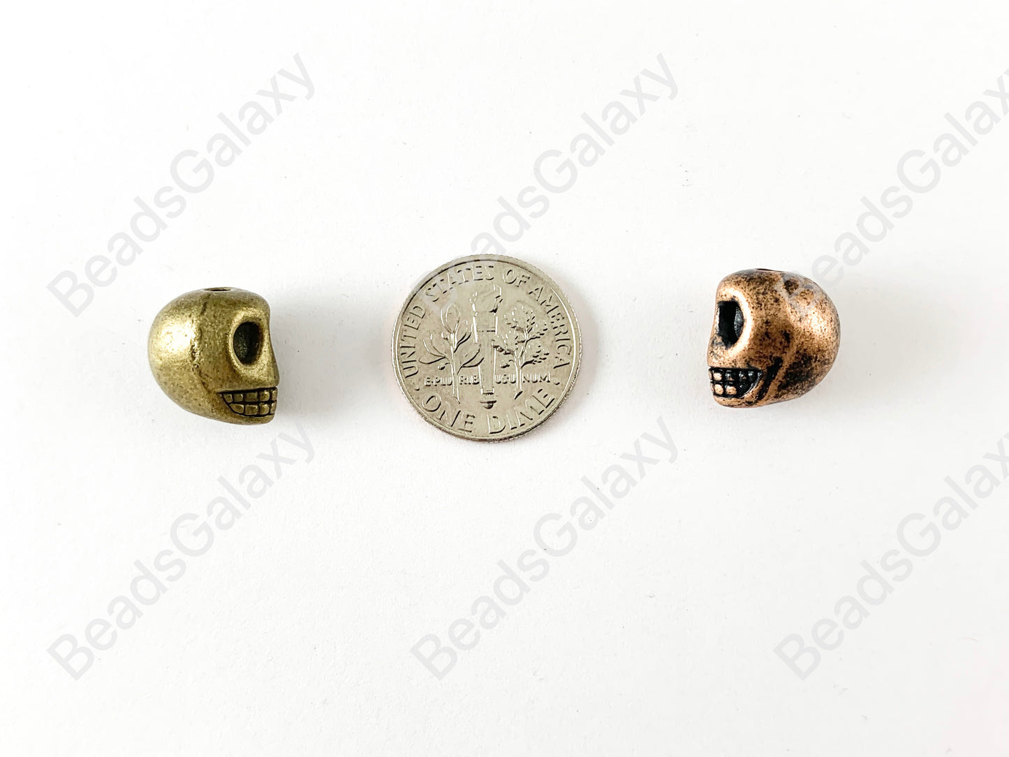 Halloween Pewter Antique Skull Beads
