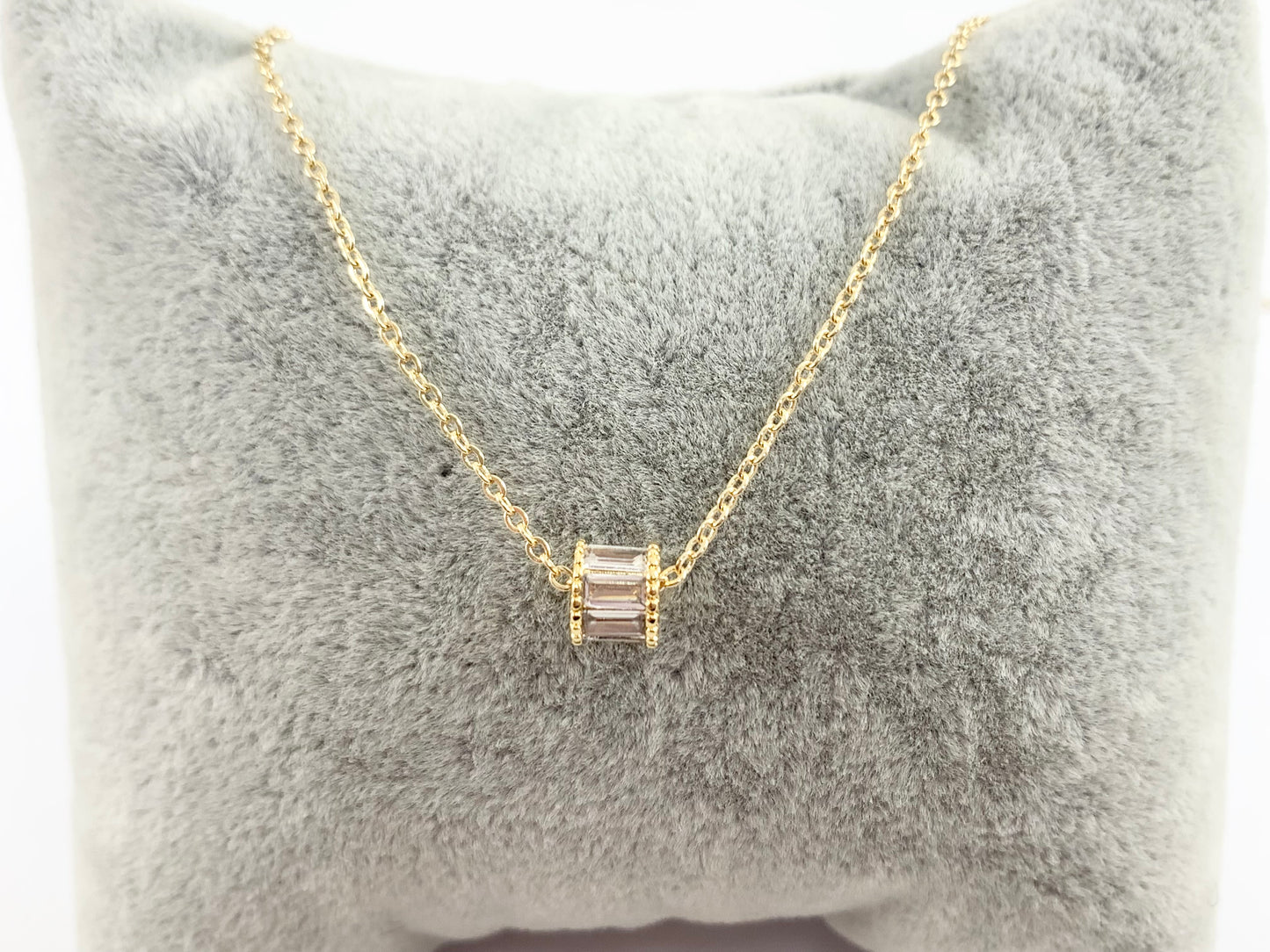 Cuentas espaciadoras de baguette | Micro CZ chapado en oro real de 18 quilates pavimenta pequeñas cuentas espaciales de barril sobre latón para la fabricación de joyas, 8 piezas