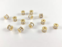 Load image into Gallery viewer, Baguette Spacer Beads | Real Gold 18K Plated Micro CZ Pave Tiny Barrel Space Beads Over Brass for Jewelry Making 8PCS
