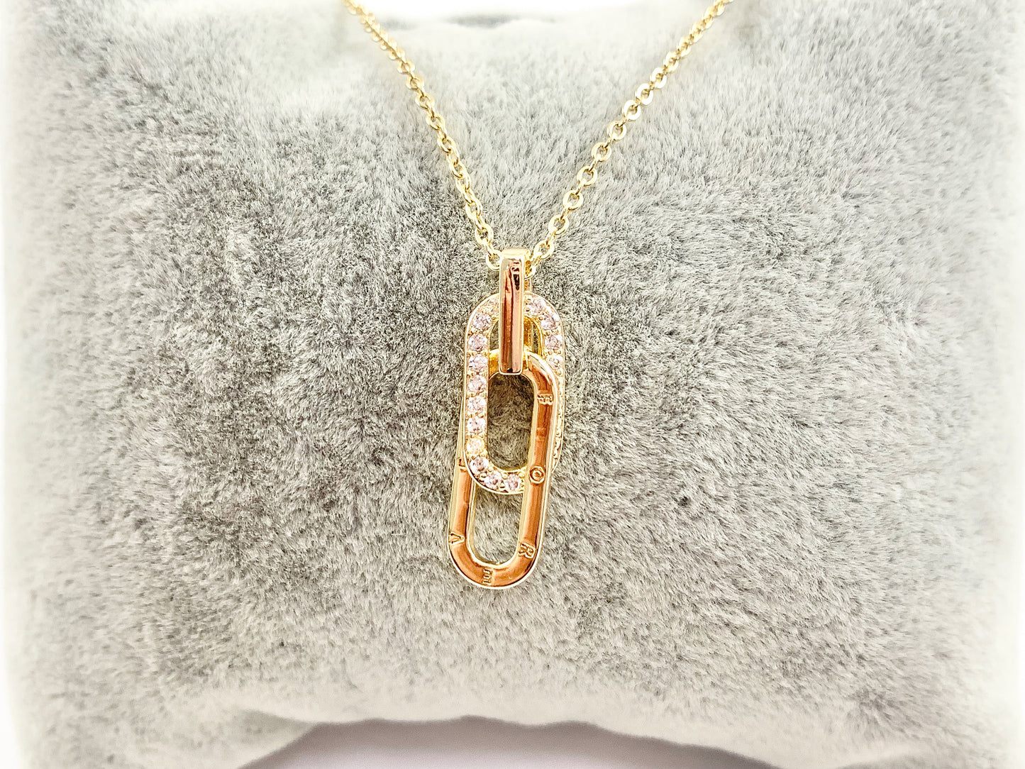 FOREVER Oval Link Charm Real 18K Gold/Platinum Plated CZ Pave Over Copper Valentine's Day Pendant | Gifts For Her (Chains Not Included) 6PCS