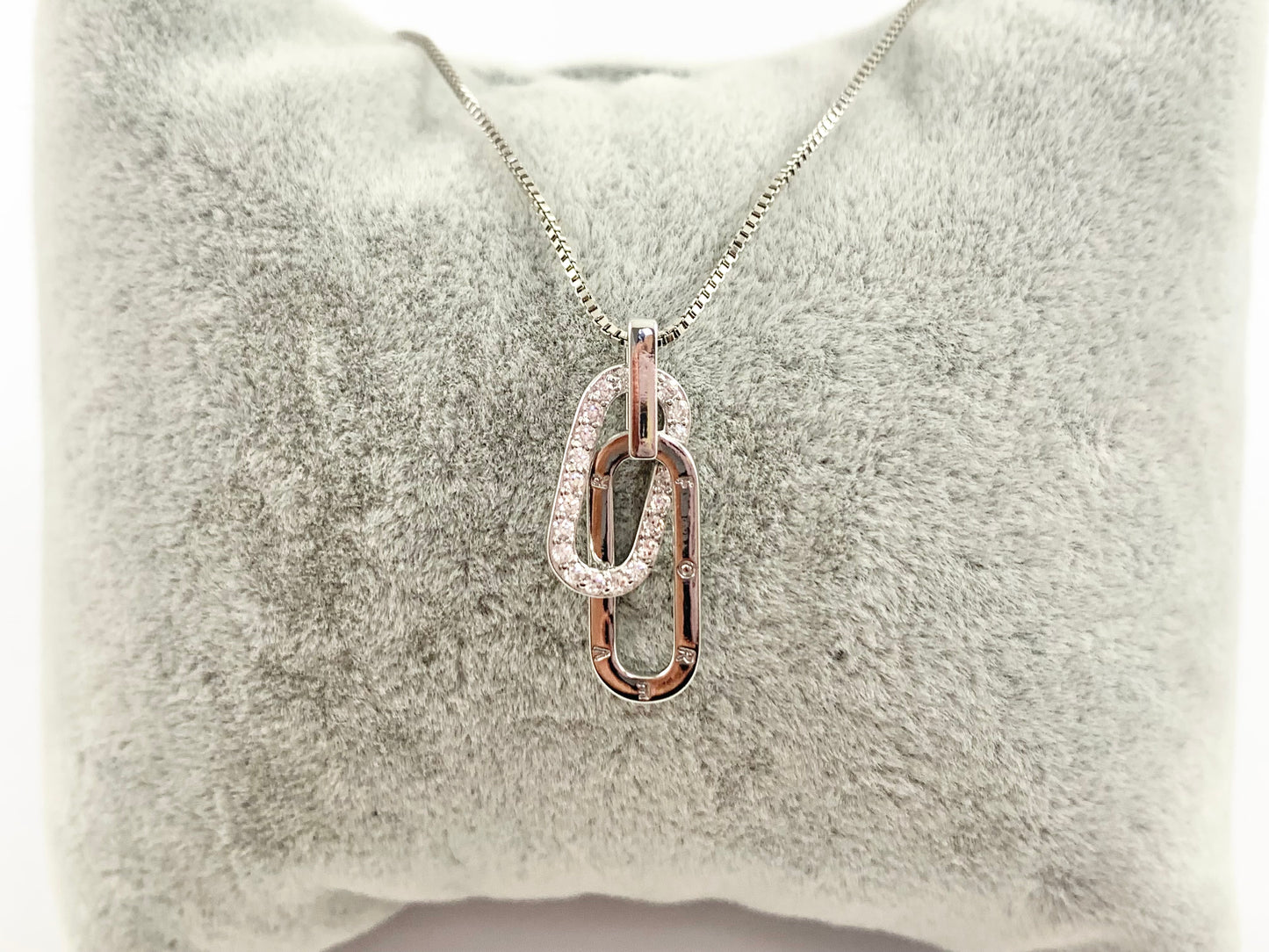 FOREVER Oval Link Charm Real 18K Gold/Platinum Plated CZ Pave Over Copper Valentine's Day Pendant | Gifts For Her (Chains Not Included) 6PCS