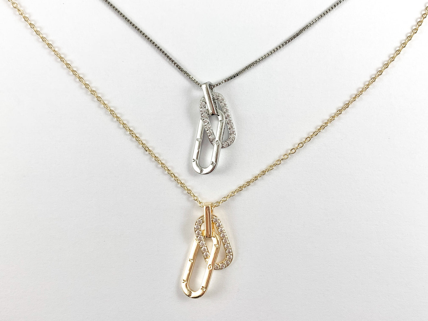 FOREVER Oval Link Charm Real 18K Gold/Platinum Plated CZ Pave Over Copper Valentine's Day Pendant | Gifts For Her (Chains Not Included) 6PCS