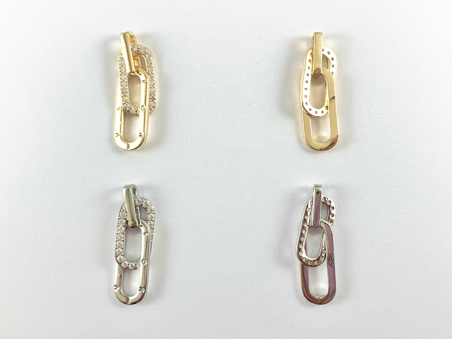 FOREVER Oval Link Charm Real 18K Gold/Platinum Plated CZ Pave Over Copper Valentine's Day Pendant | Gifts For Her (Chains Not Included) 6PCS