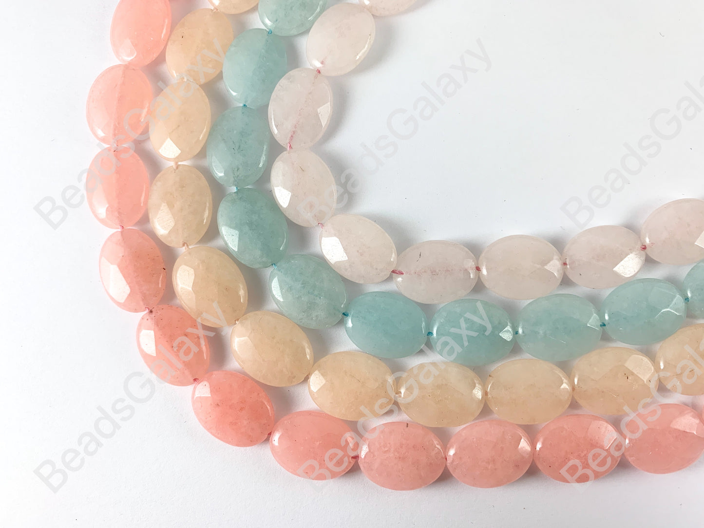 15x20mm Dyed Pastel Jade Oval Faceted Flat Natural Stone Beads Around 15"
