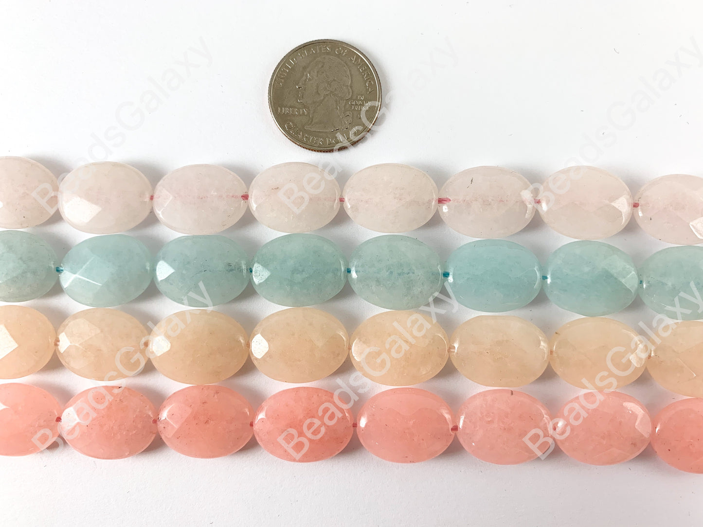 15x20mm Dyed Pastel Jade Oval Faceted Flat Natural Stone Beads Around 15"