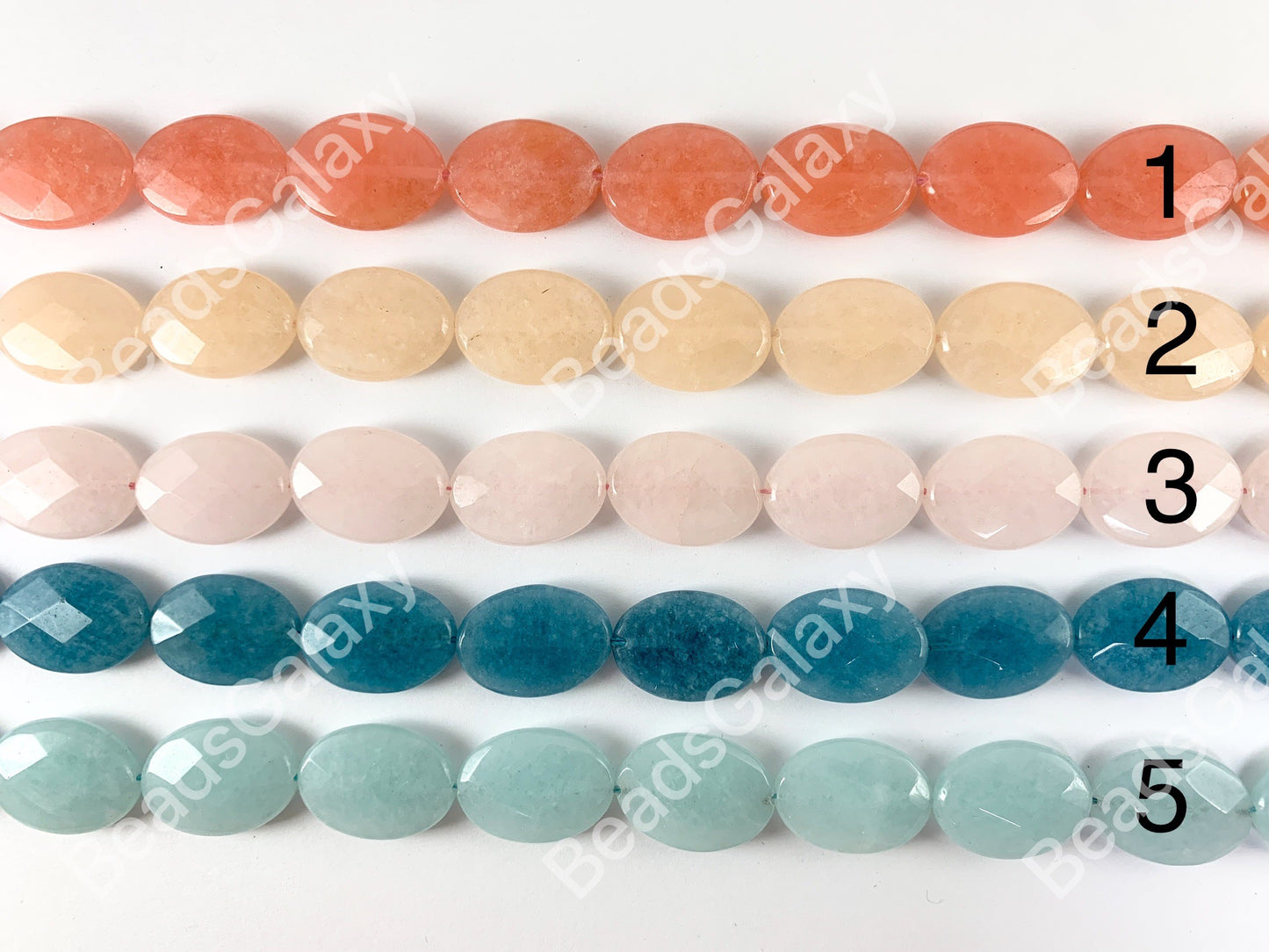 18x25mm Dyed Pastel Jade Oval Faceted Flat Natural Stone Beads Around 15"