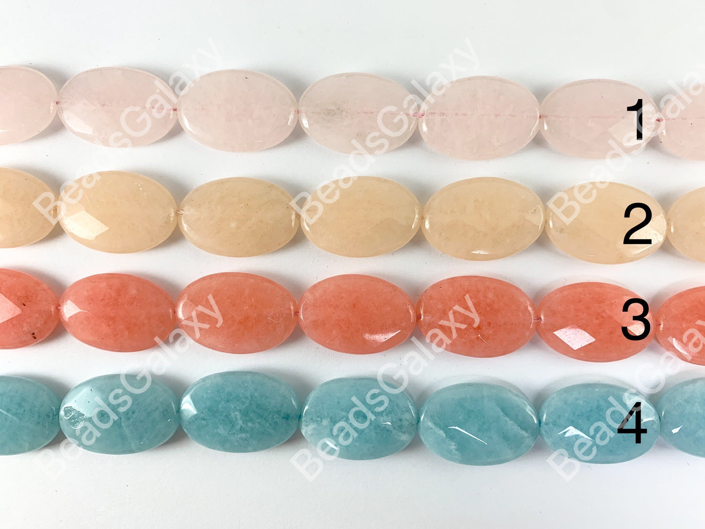 20x30mm Dyed Pastel Jade Oval Faceted Flat Natural Stone Beads Around 15"