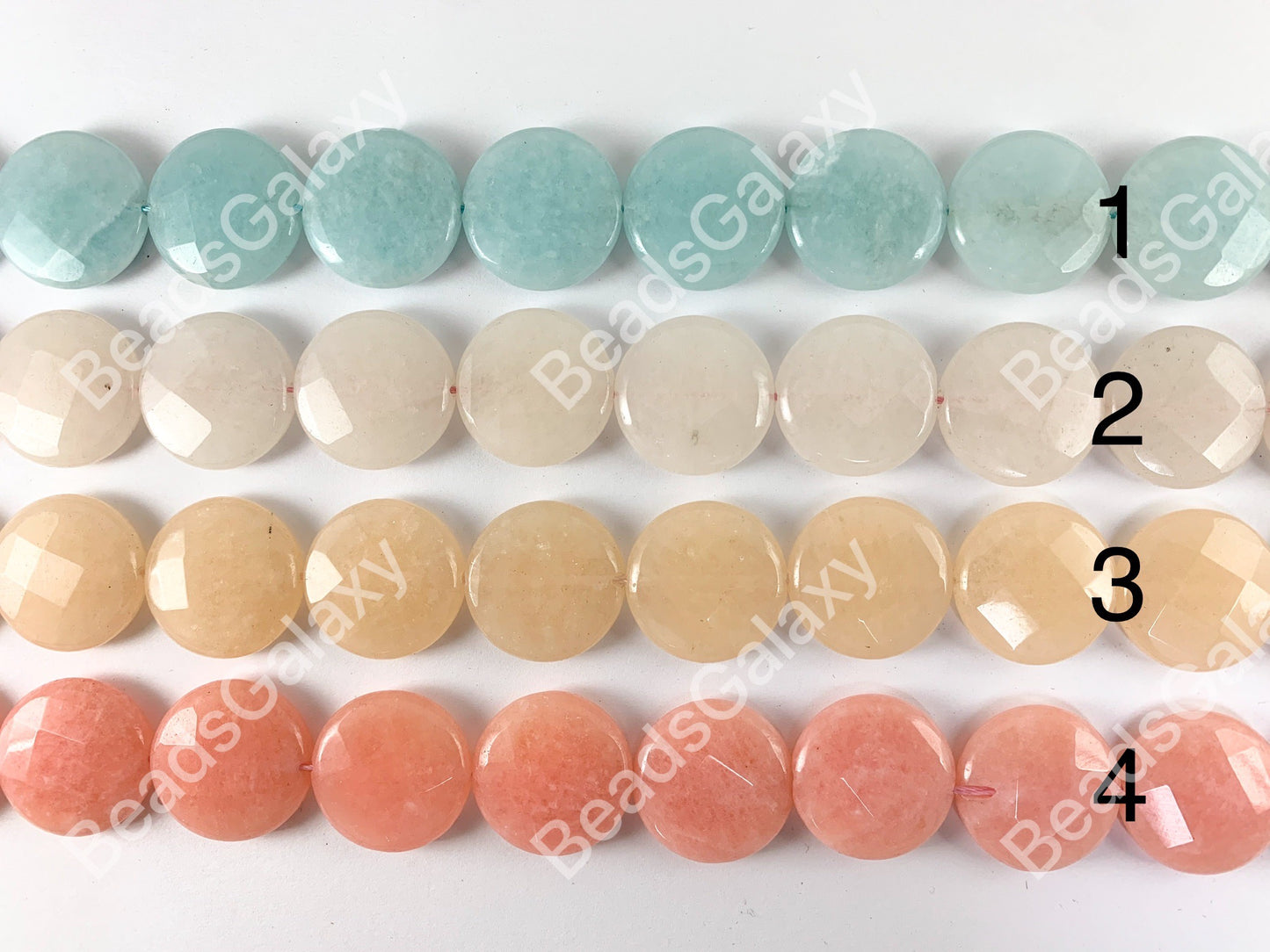 25mm Dyed Pastel Jade Coin Faceted Flat Natural Stone Beads Around 15"