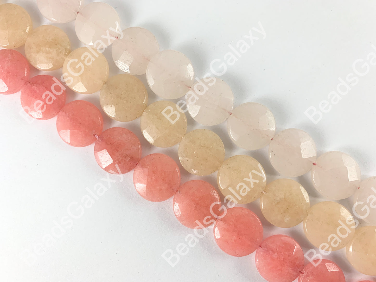 20mm Dyed Pastel Jade Coin Faceted Flat Natural Stone Beads Around 15"