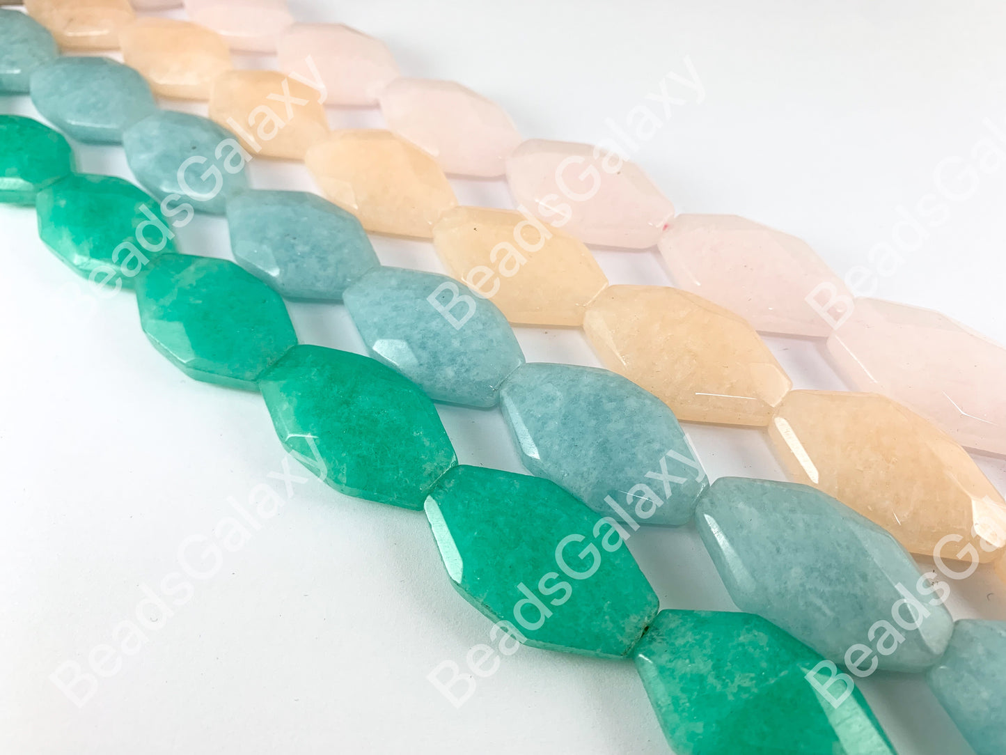 Dyed Pastel Jade Octagon Faceted Flat Natural Stone Beads Around 15"