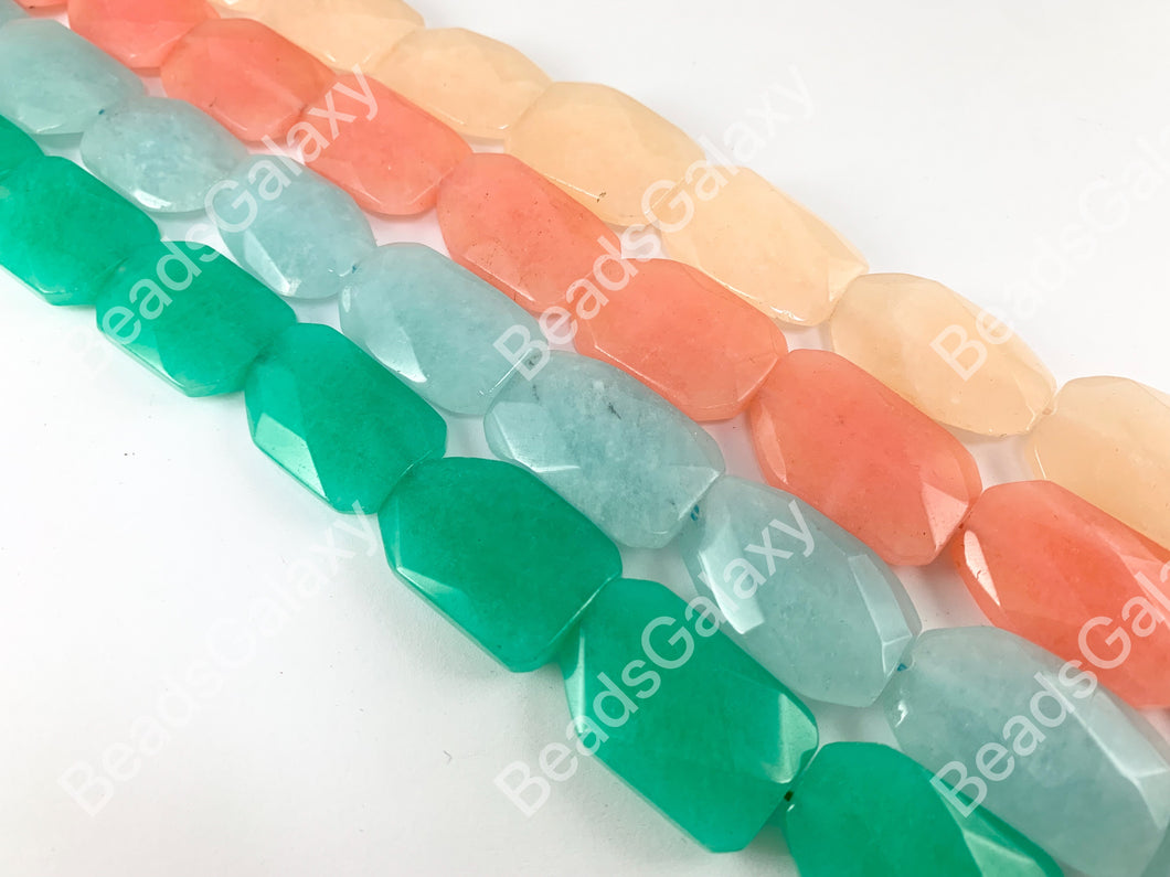 Dyed Jade Twisted Rectangle Flat Natural Stone Beads Around 15