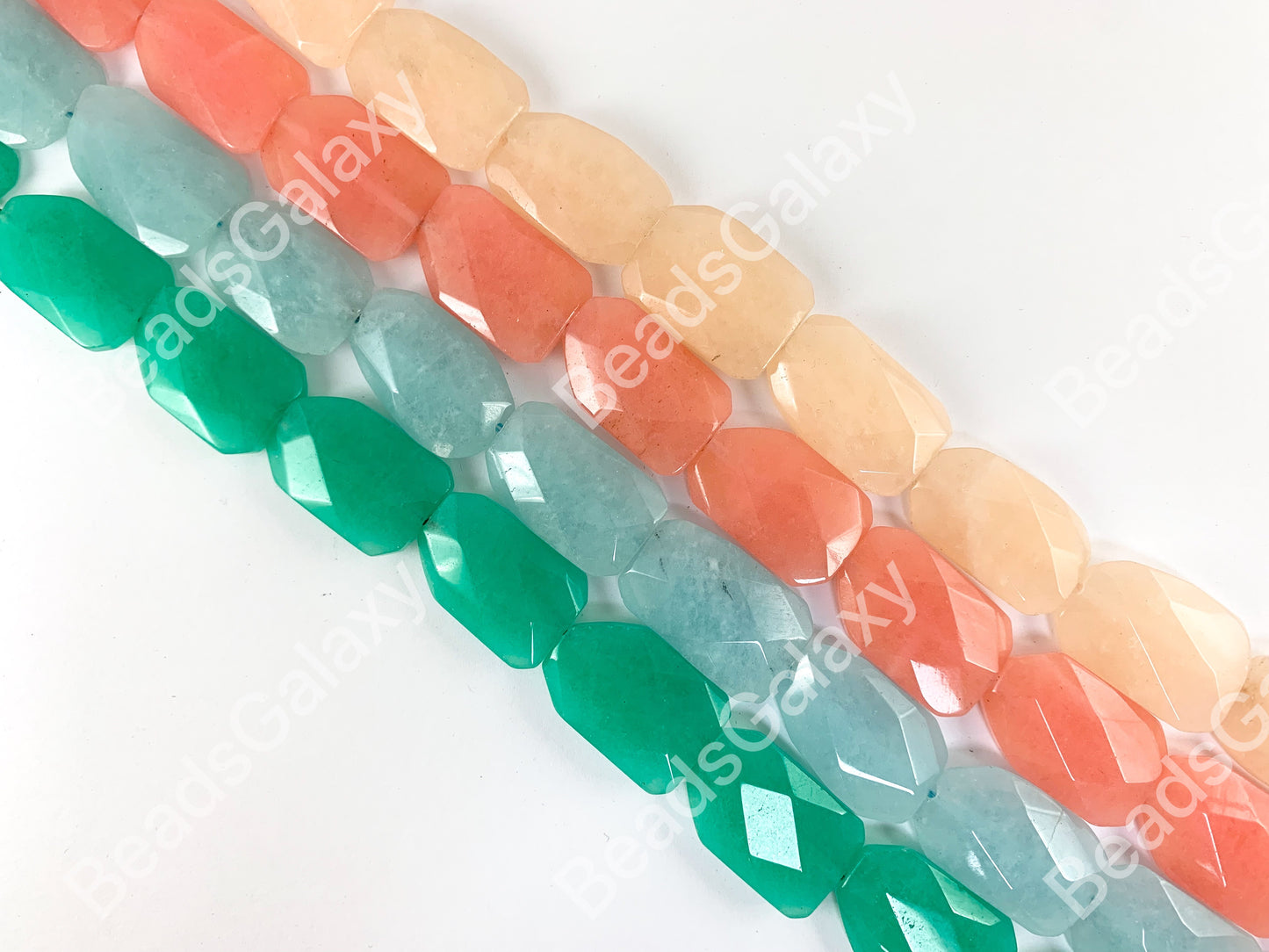 Dyed Jade Twisted Rectangle Flat Natural Stone Beads Around 15"