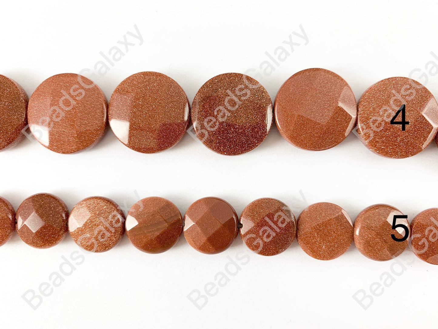 Reddish-Brown Glittering Goldstone Teardrop/ Rectangle/ Oval/ Coin Shape Flat Beads Around 15"