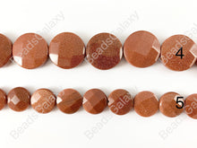 Load image into Gallery viewer, Reddish-Brown Glittering Goldstone Teardrop/ Rectangle/ Oval/ Coin Shape Flat Beads Around 15&quot;
