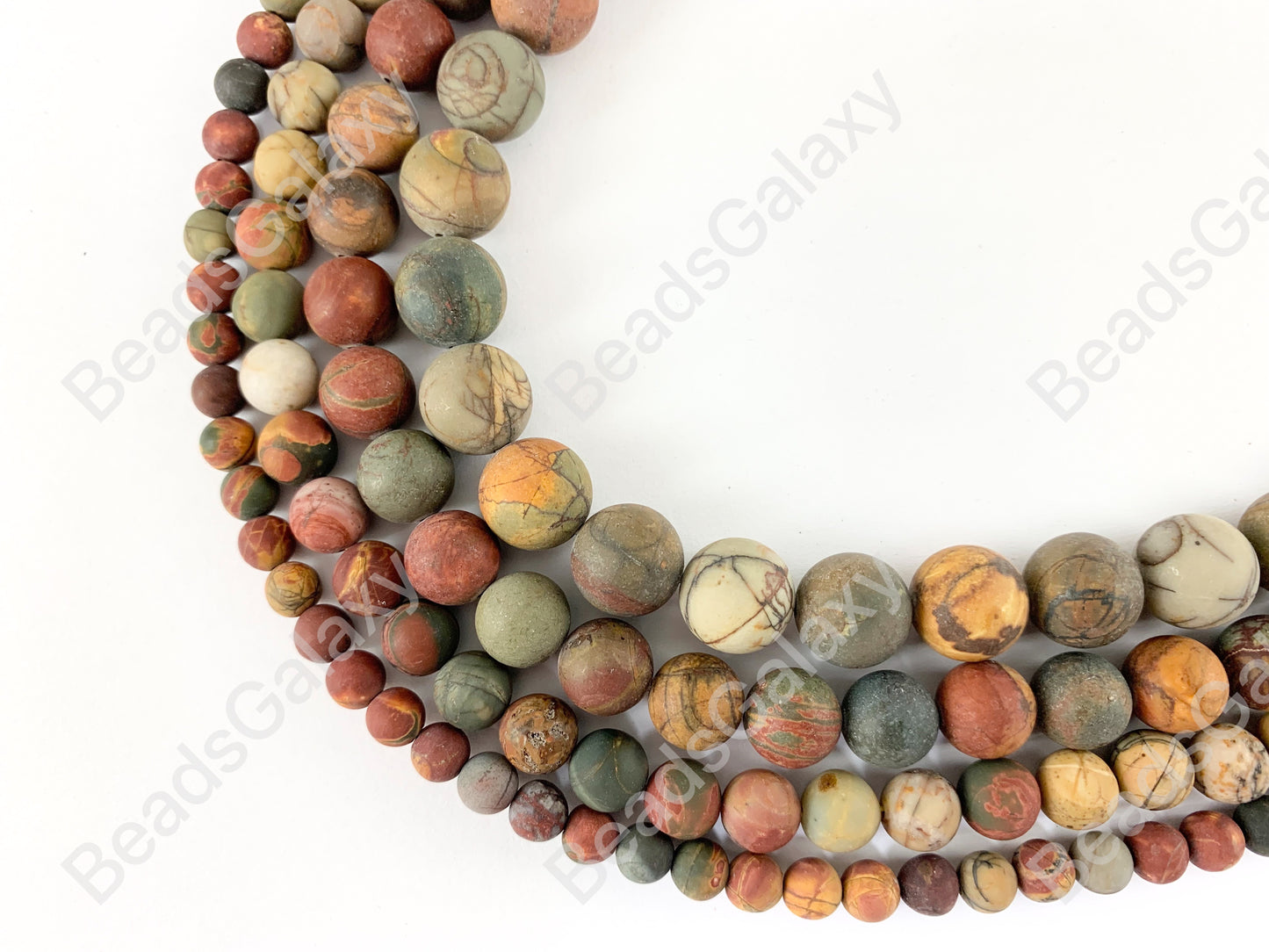 Matte Picasso Jasper/Red Creek Jasper Round Smooth Natural Gemstone Beads 14"- 15"