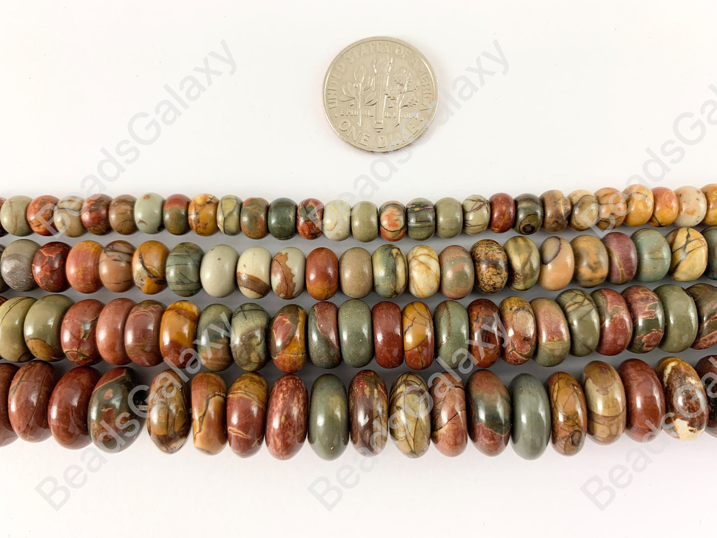 Picasso Jasper/Red Creek Jasper Rondelle Smooth Natural Gemstone Beads 14"- 15"