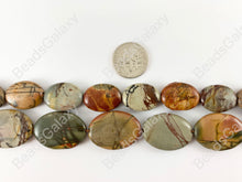 Cargar imagen en el visor de la galería, Picasso Jasper/Red Creek Jasper Coin &amp; Oval Smooth Natural Gemstone Beads 14&quot;- 15&quot;
