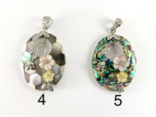 Load image into Gallery viewer, Abalone &amp; Colorful Shell Oval Pendant with Flowers
