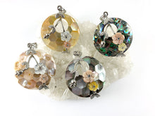 Load image into Gallery viewer, Abalone &amp; Colorful Shell Coin Pendant with Flowers
