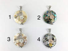 Load image into Gallery viewer, Abalone &amp; Colorful Shell Coin Pendant with Flowers
